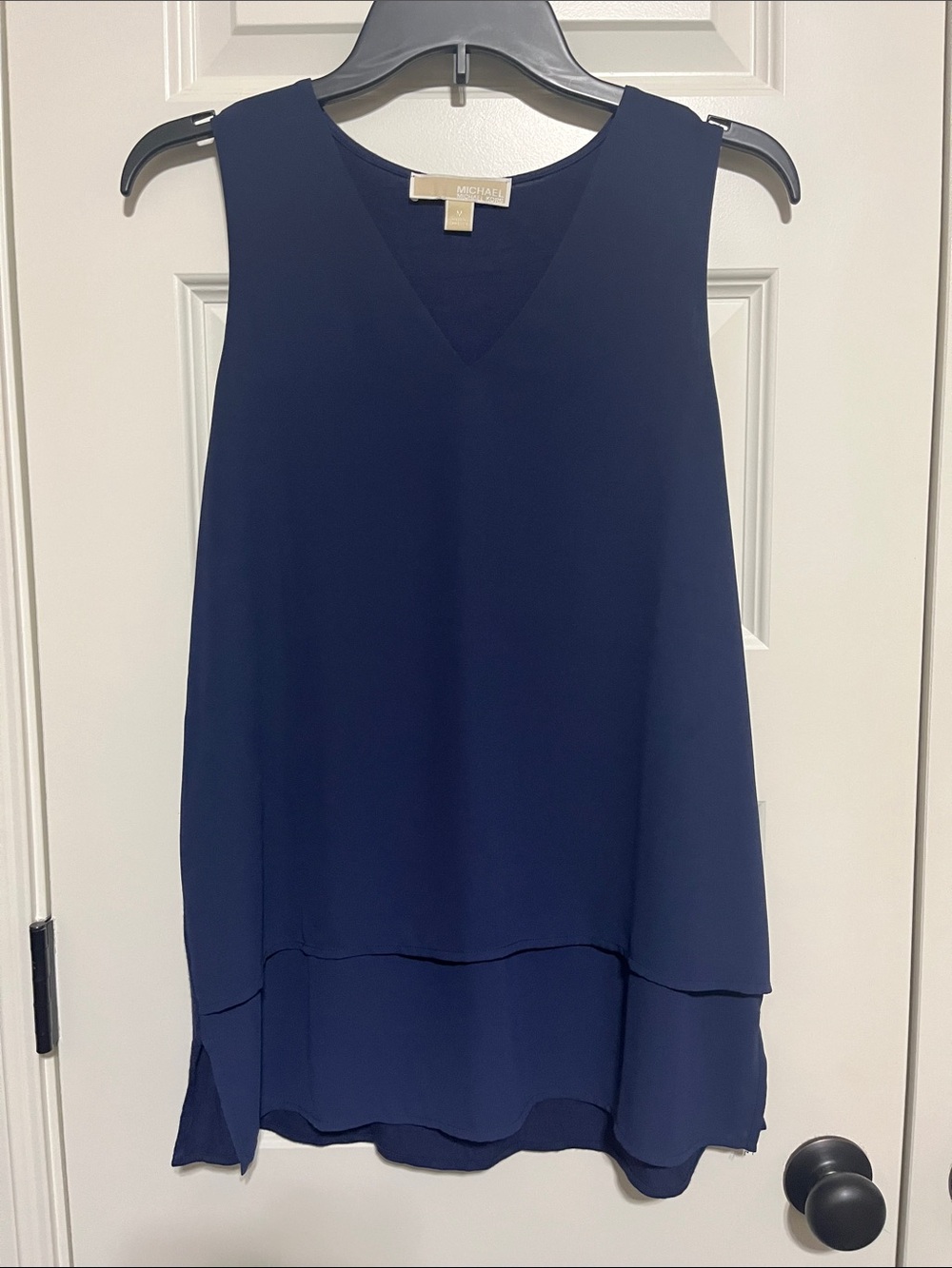 Michael Kors Navy Layered V-Neck Sleeveless Camisole